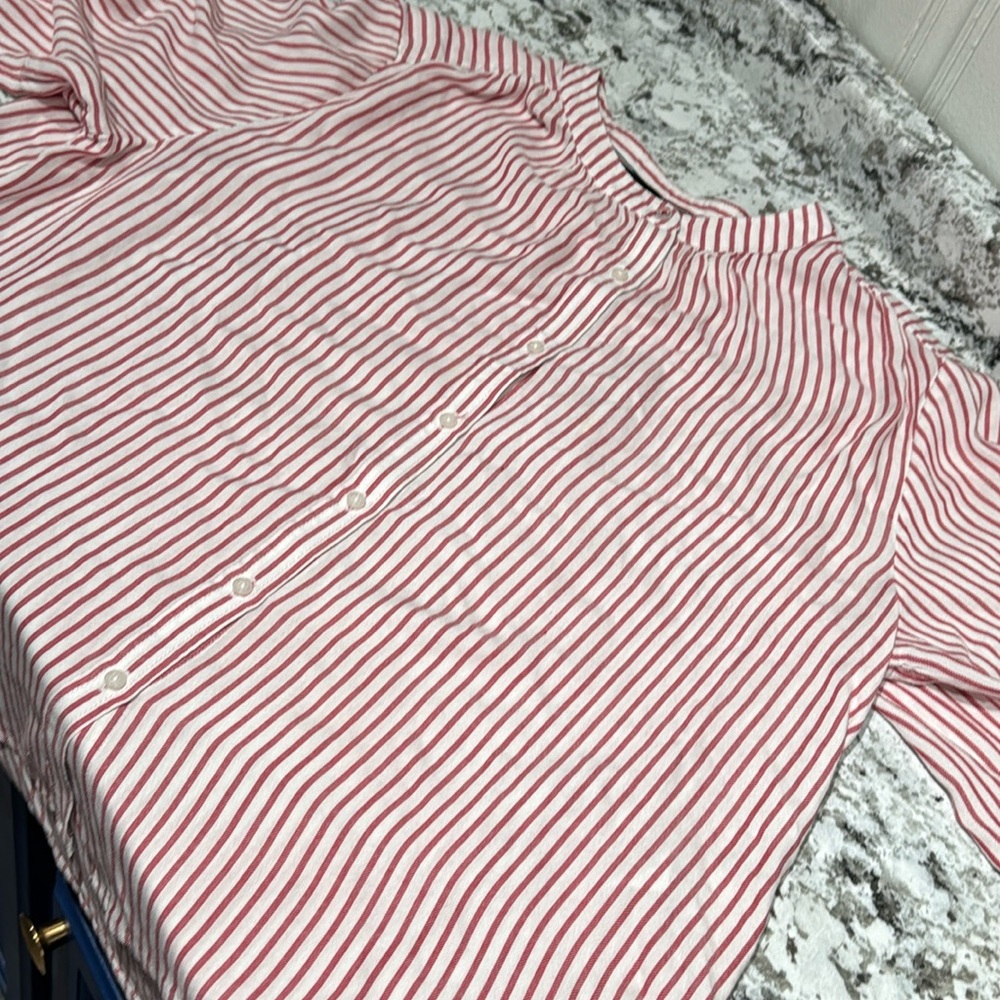 Tommy Hilfiger striped 3/4 sleeve button down shirt